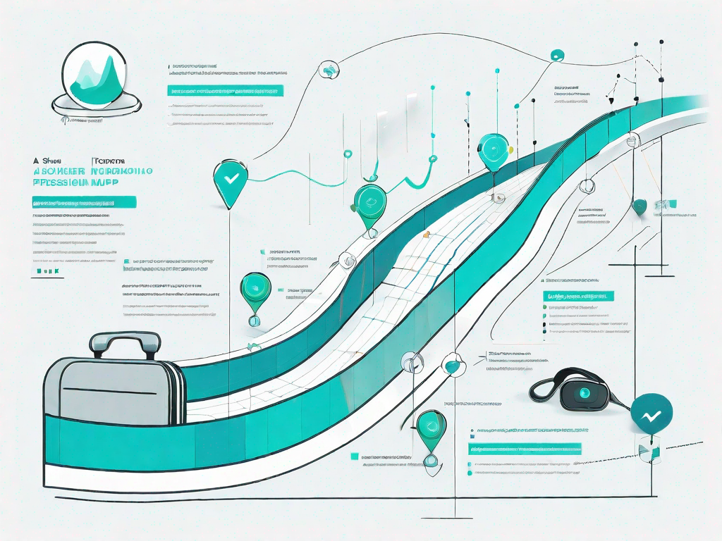 A customer journey map winding along a z-score graph