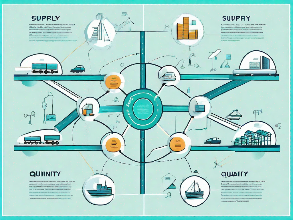 A symbolic journey path with various touchpoints represented by different goods and services