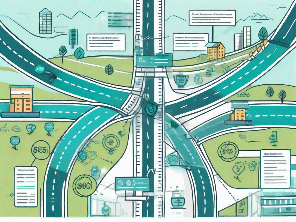 A roadmap with various touchpoints symbolizing customer journey