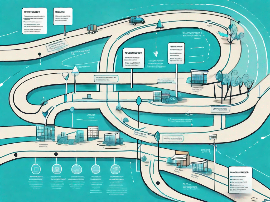 A roadmap with various stages representing the customer journey