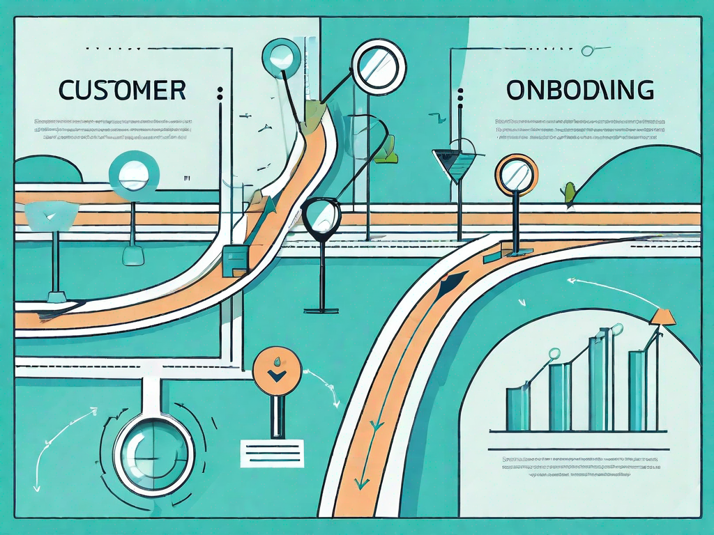 A road map with various signposts representing different stages of customer onboarding