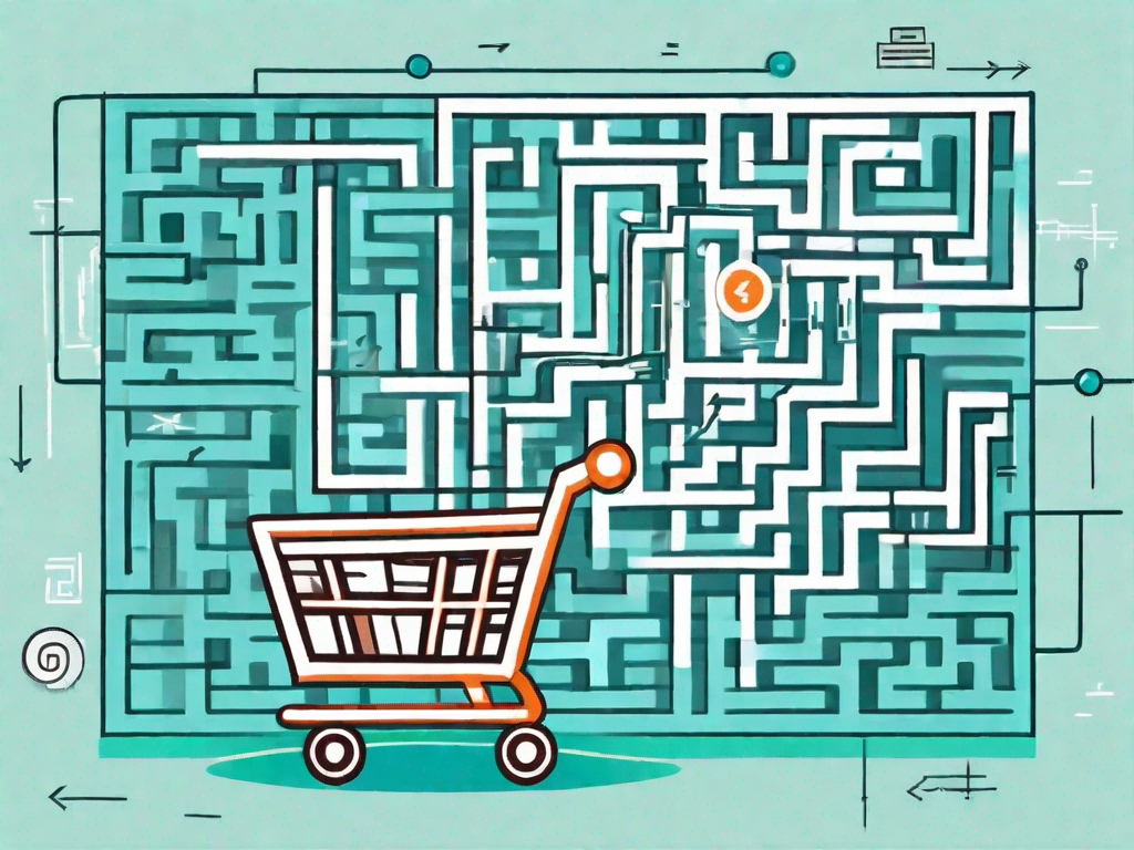 A shopping cart navigating through a maze