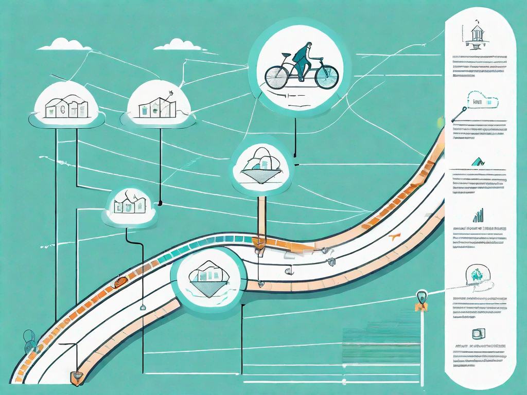 A road map with various points representing different stages of customer journey