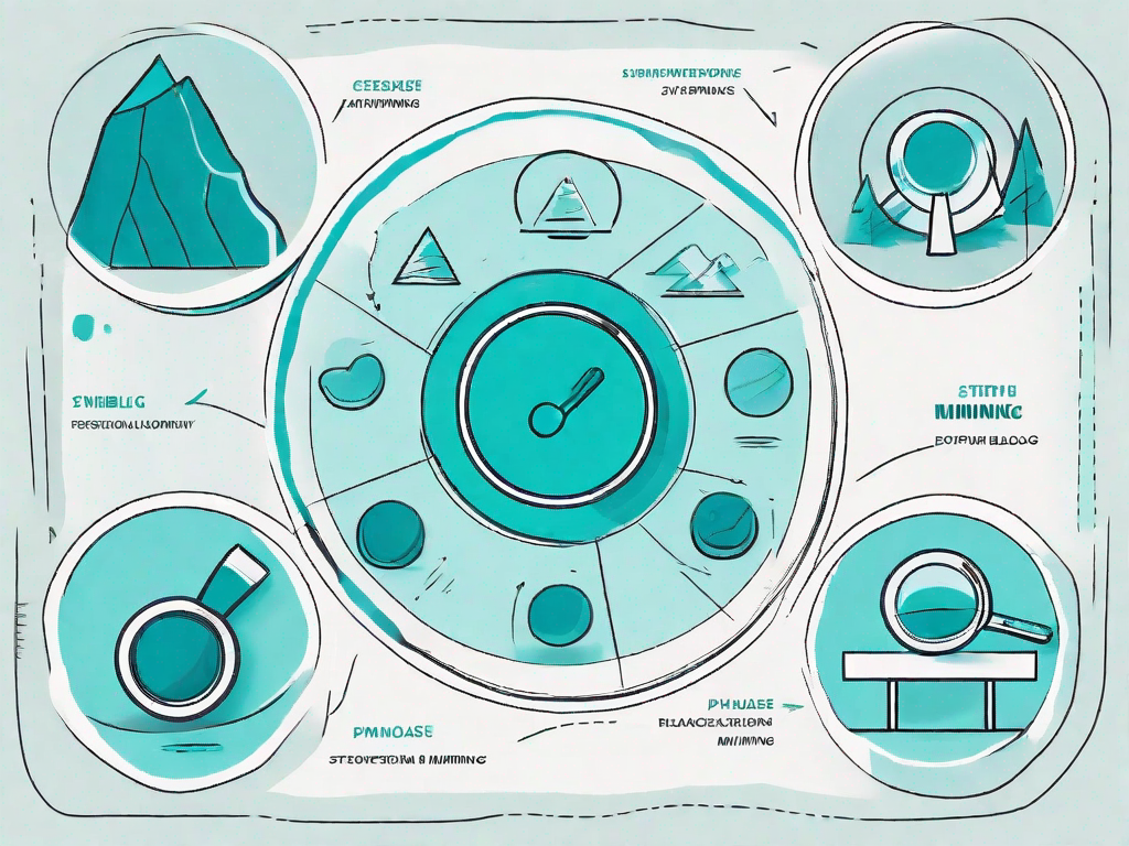 A symbolic customer journey with various phases represented as stepping stones