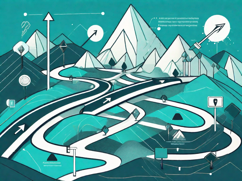 A roadmap with various touchpoints symbolizing the customer journey