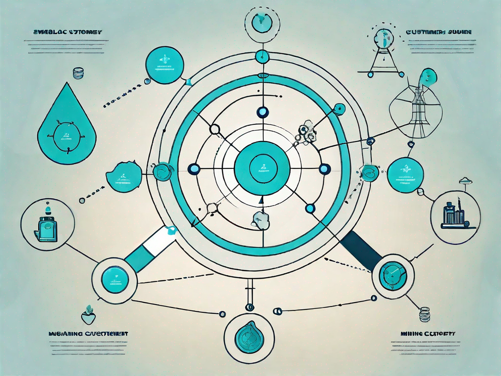 A symbolic customer journey map with various stages