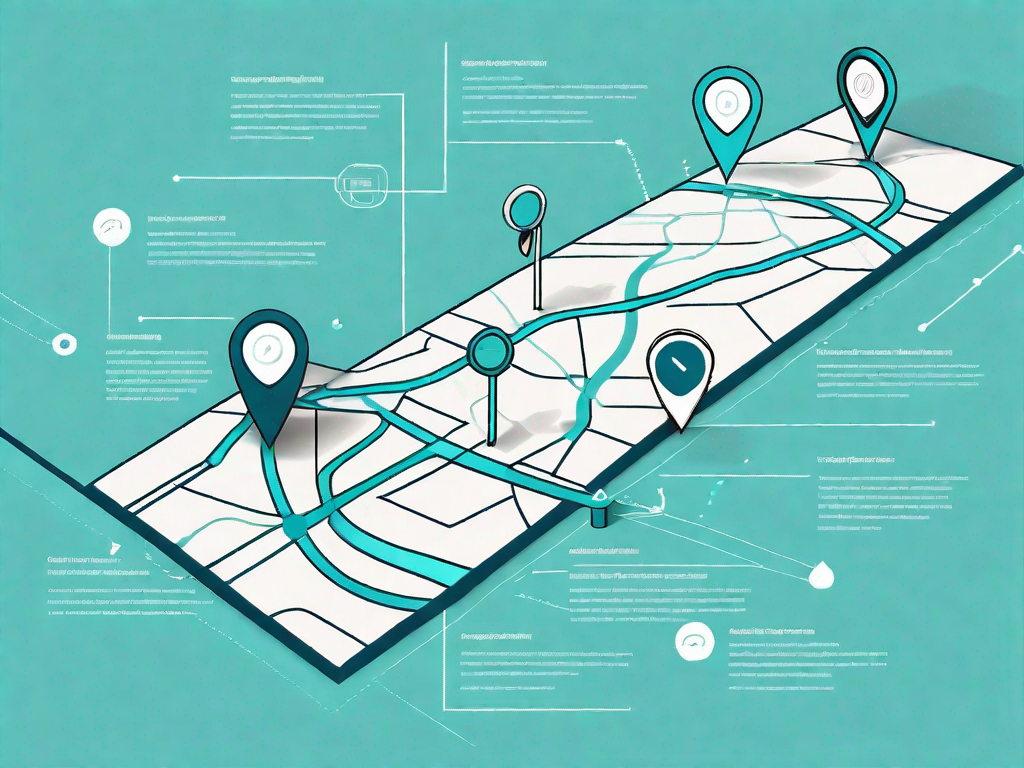 A roadmap with various checkpoints symbolizing the customer journey