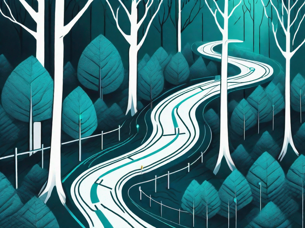 A winding path through a dense forest