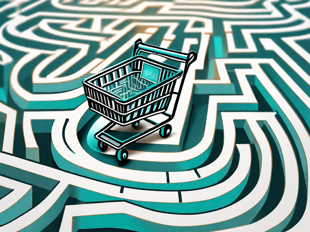 A shopping cart navigating through a complex maze