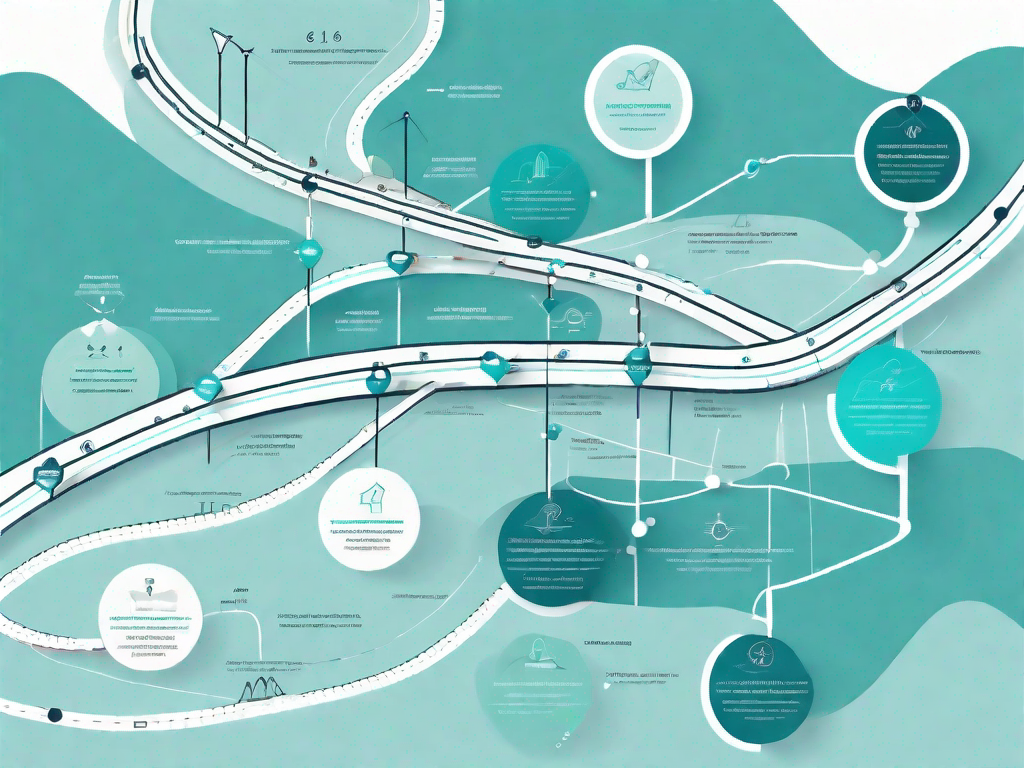 A roadmap with various points representing customer touchpoints