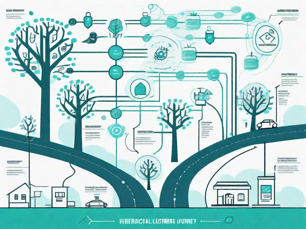 A symbolic customer journey path that splits into various branches