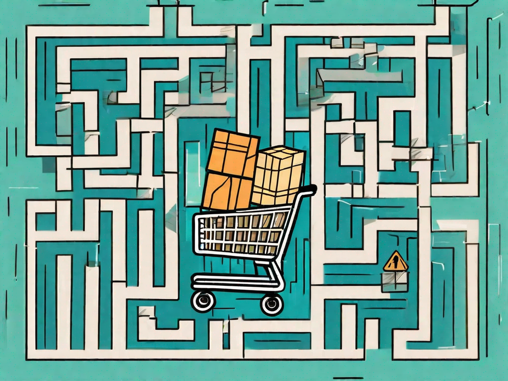 A shopping cart navigating through a complex maze