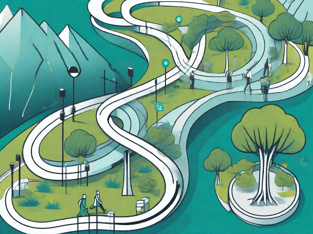 A winding path representing the customer journey