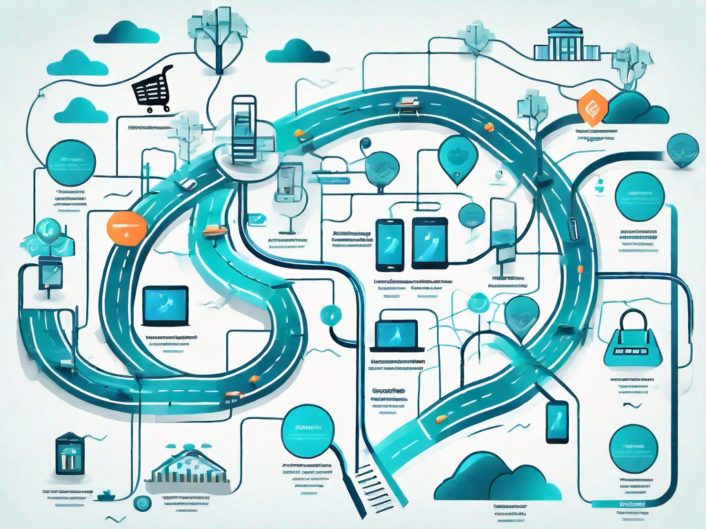 A stylized map with various paths intertwining