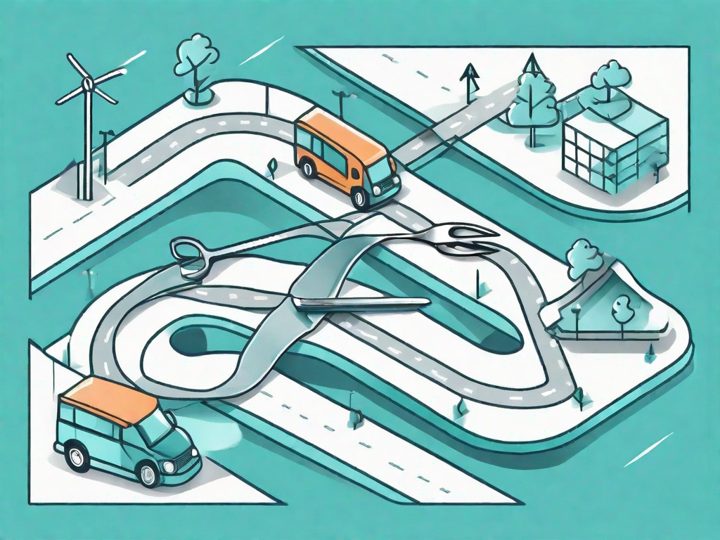 A road map with various checkpoints symbolizing the customer journey