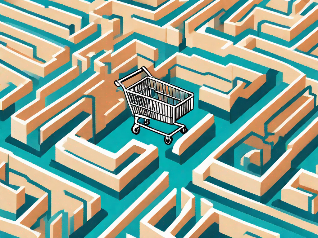 A shopping cart navigating through a complex maze