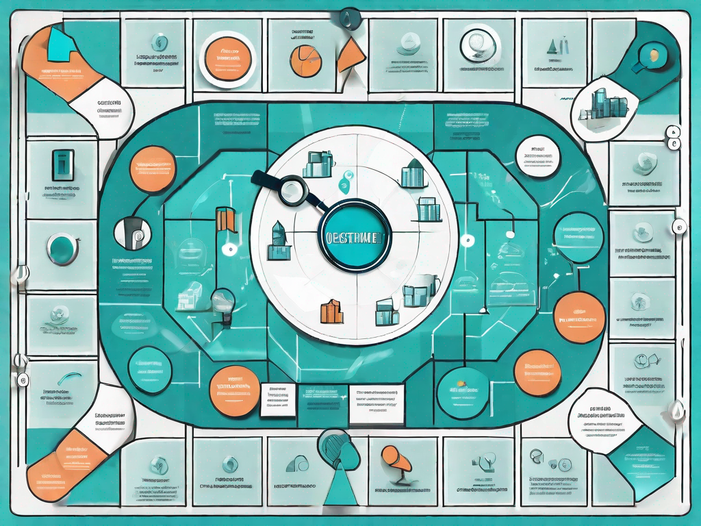 A board game with various steps symbolizing the customer journey