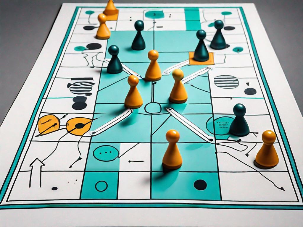 A board game with various spots representing customer touchpoints