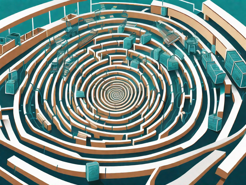 A chaotic yet mesmerizing swirl of shopping carts