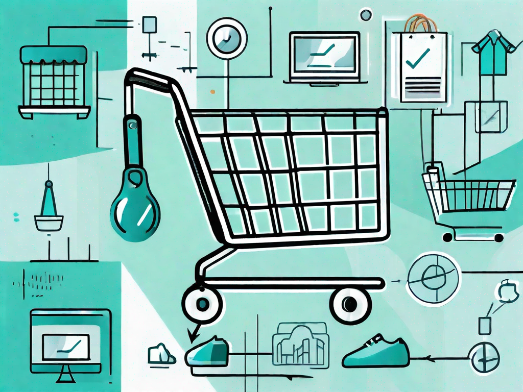 A symbolic journey path with various decision-making points represented by different shopping icons