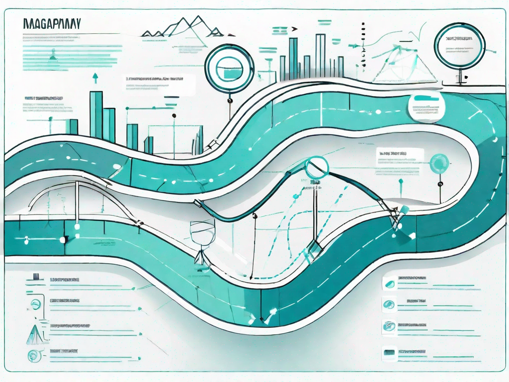 A roadmap or journey path with various stages