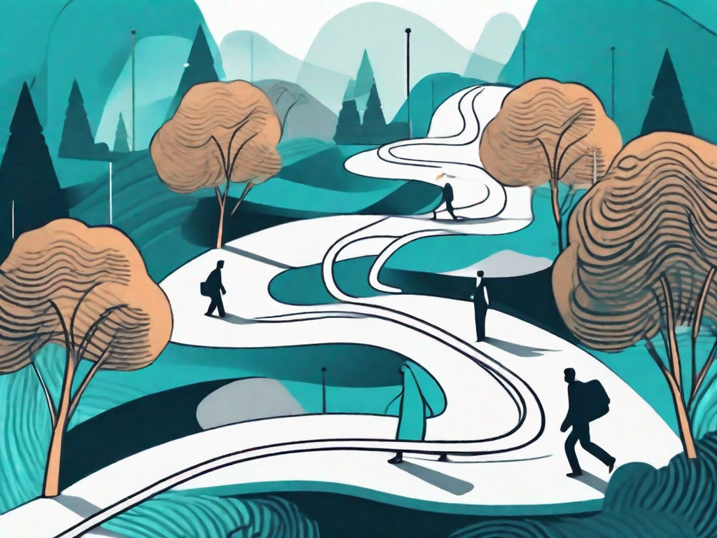 A winding path representing the customer journey