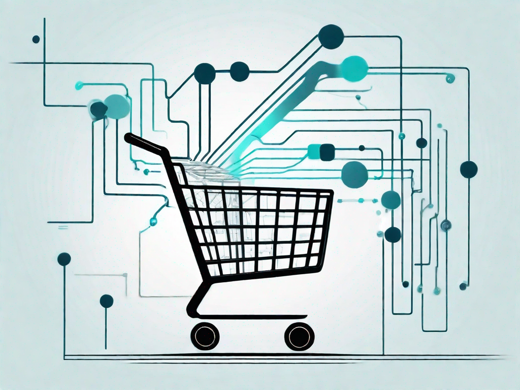 A symbolic customer journey path intertwined with quantum computing elements