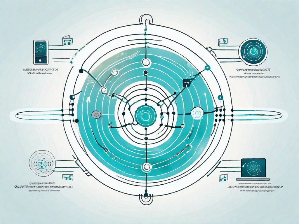 A quantum computer with various interconnected pathways symbolizing a customer journey