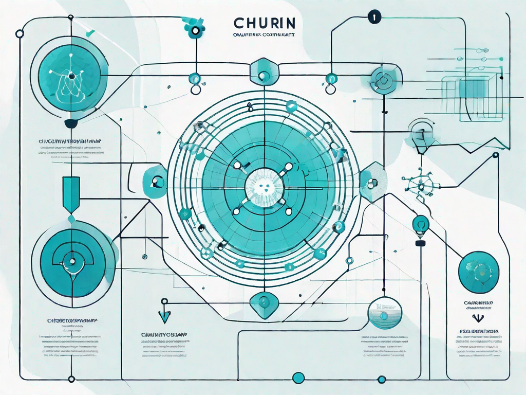 A quantum computer intricately connected to a symbolic customer journey map