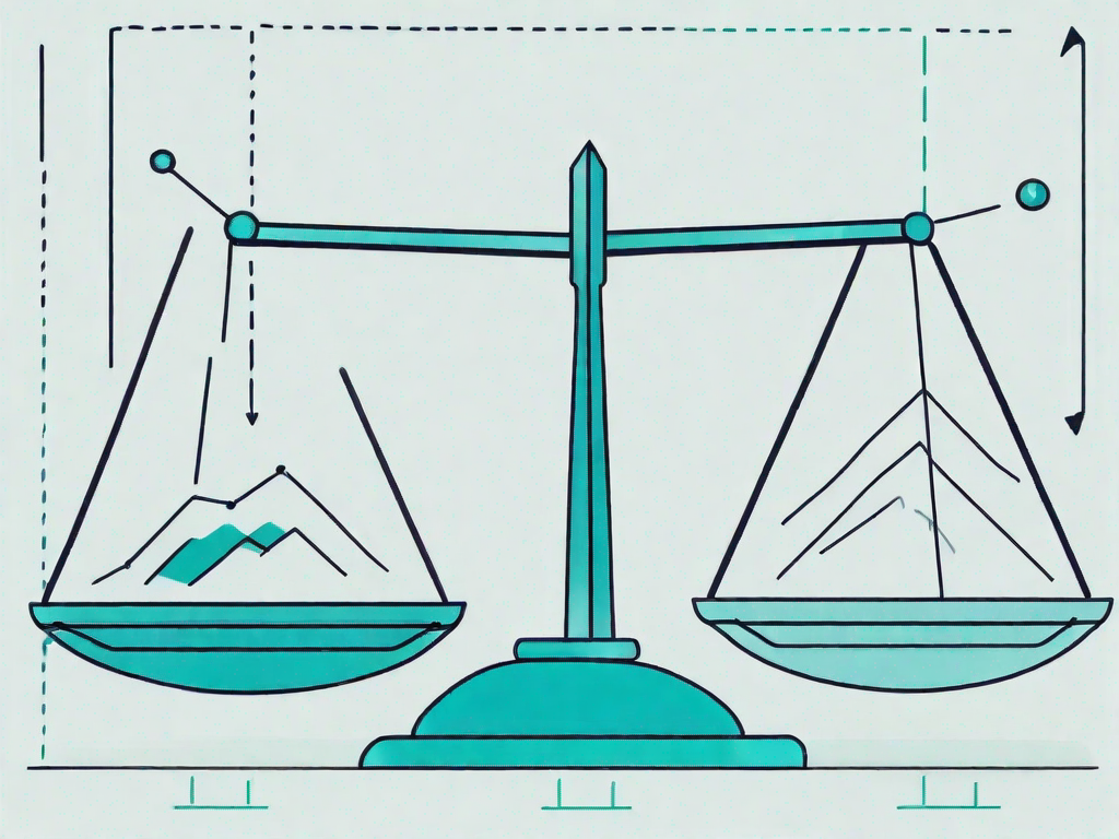 A balanced scale with a customer journey map on one side and a downward trending arrow (representing churn) on the other