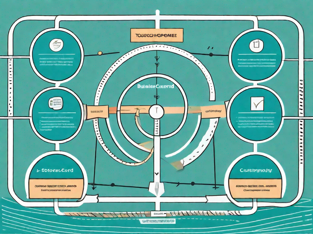 A balanced scorecard with different scales representing various customer touchpoints such as a phone