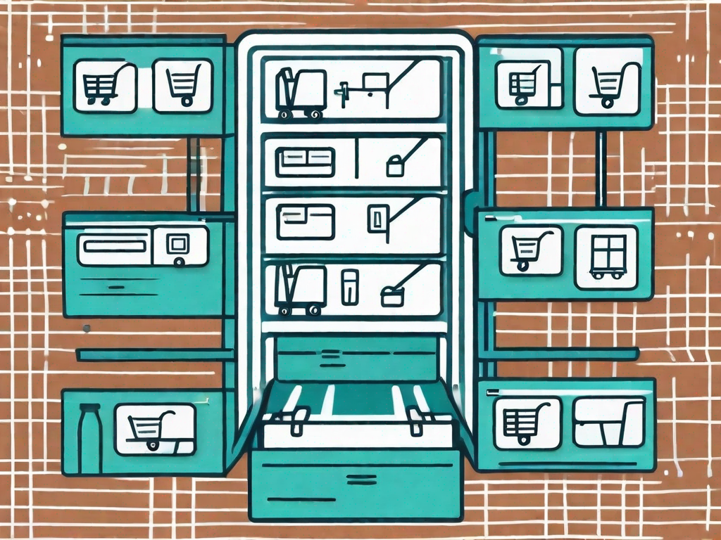 A cross-impact matrix with various ecommerce symbols like a shopping cart