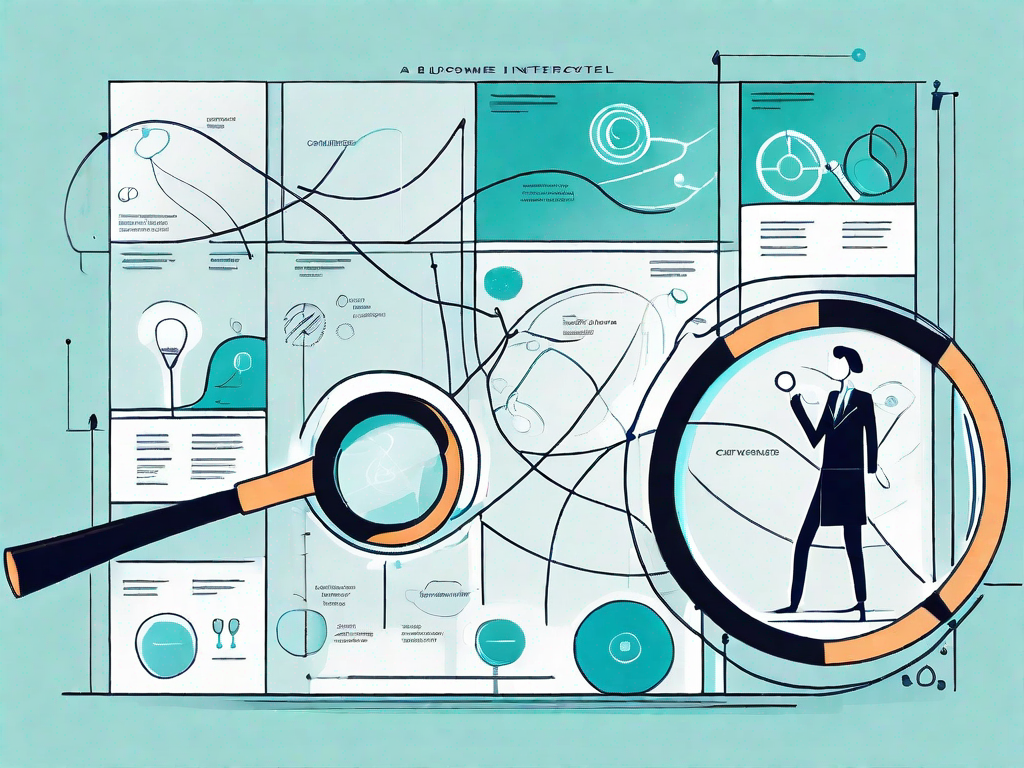 A business model canvas with various interconnected elements symbolizing the customer journey