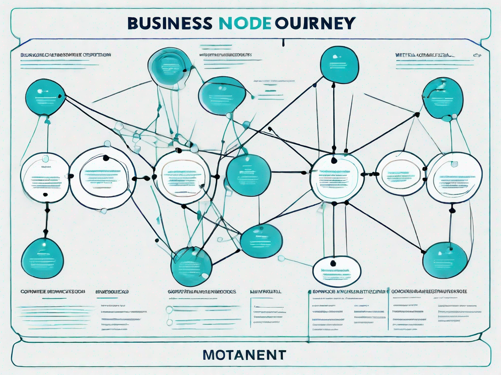 A well-detailed business model canvas with various interconnected nodes symbolizing different stages of the customer journey