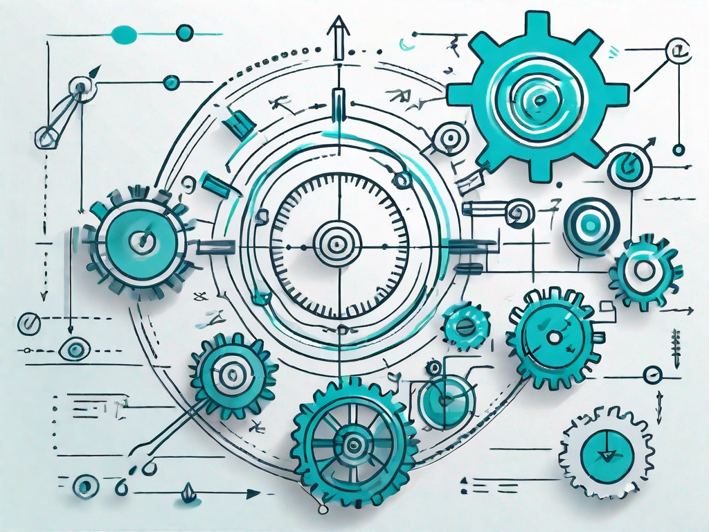 A business model canvas with different elements like gears