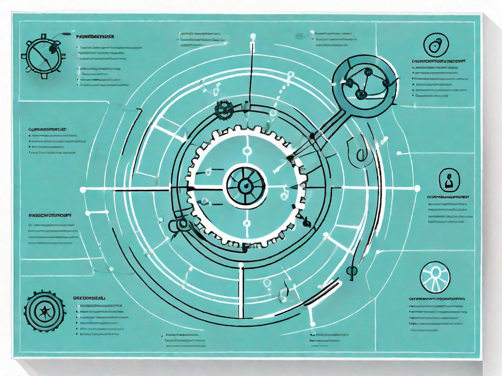 A business model canvas with various interconnected paths representing the customer journey