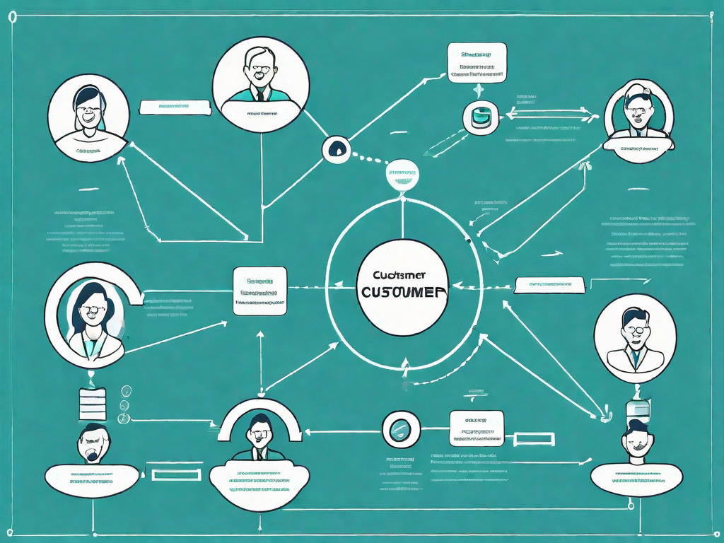 A flowchart with various branches representing different stages of customer interest