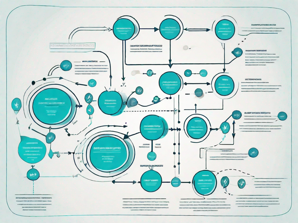 A complex flowchart with various pathways and decision points