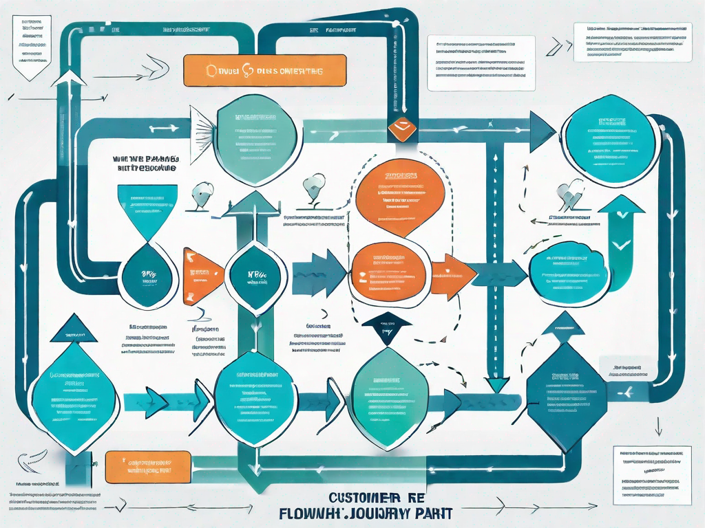 A flowchart with various paths and decision points