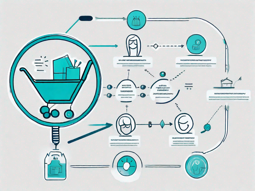 A flowchart with various paths representing different stages of a customer journey