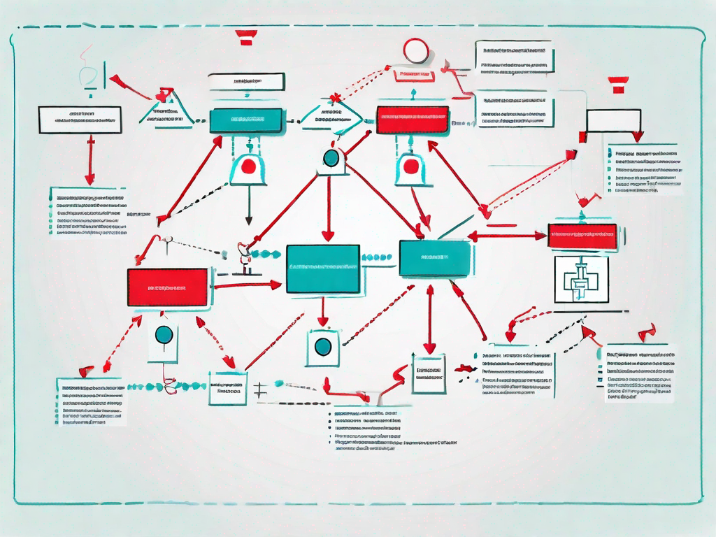 A flowchart with various nodes and pathways