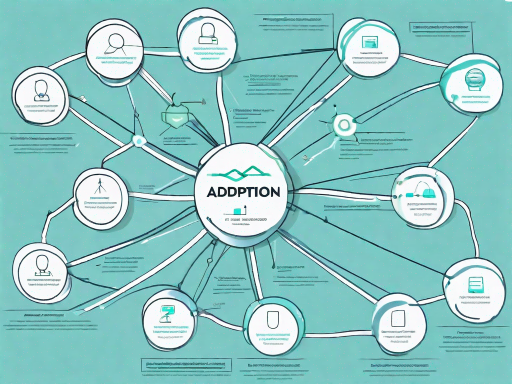 A mind map with various interconnected nodes symbolizing customer journey stages