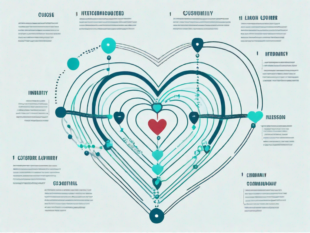 A mind map with various interconnected nodes representing different stages of the customer journey