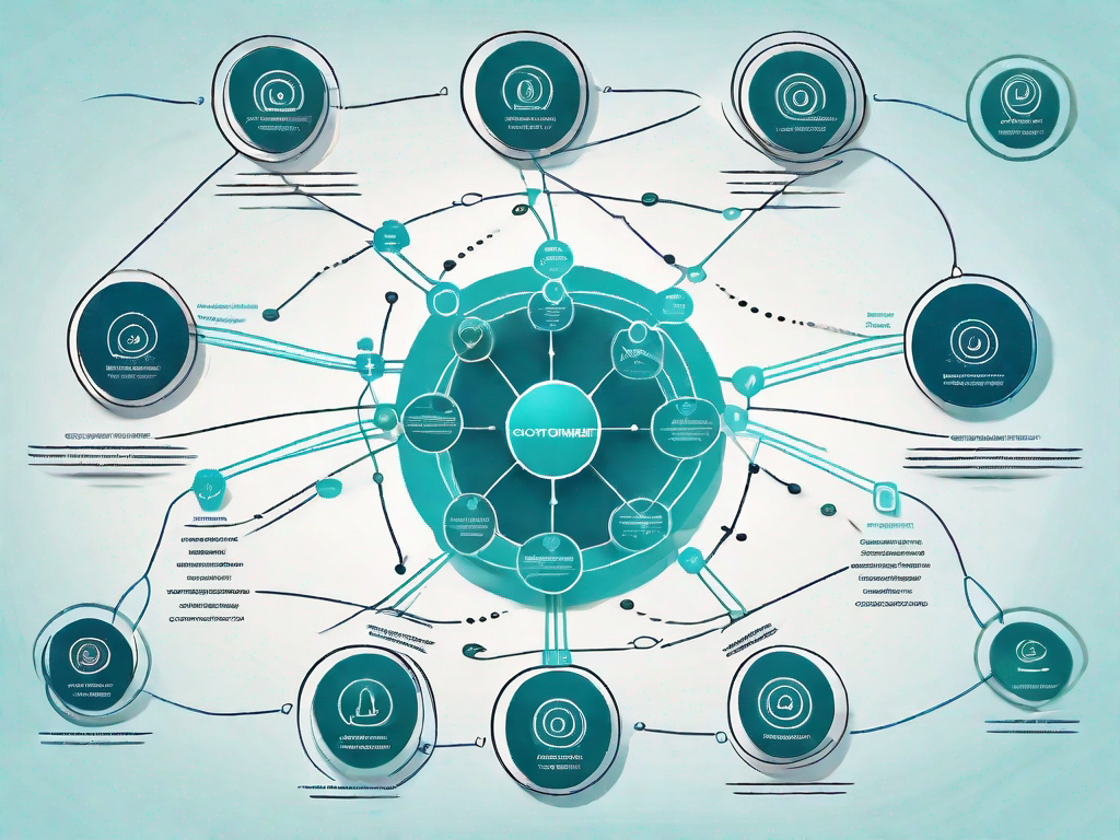 A mind map with various interconnected nodes symbolizing different customer touchpoints