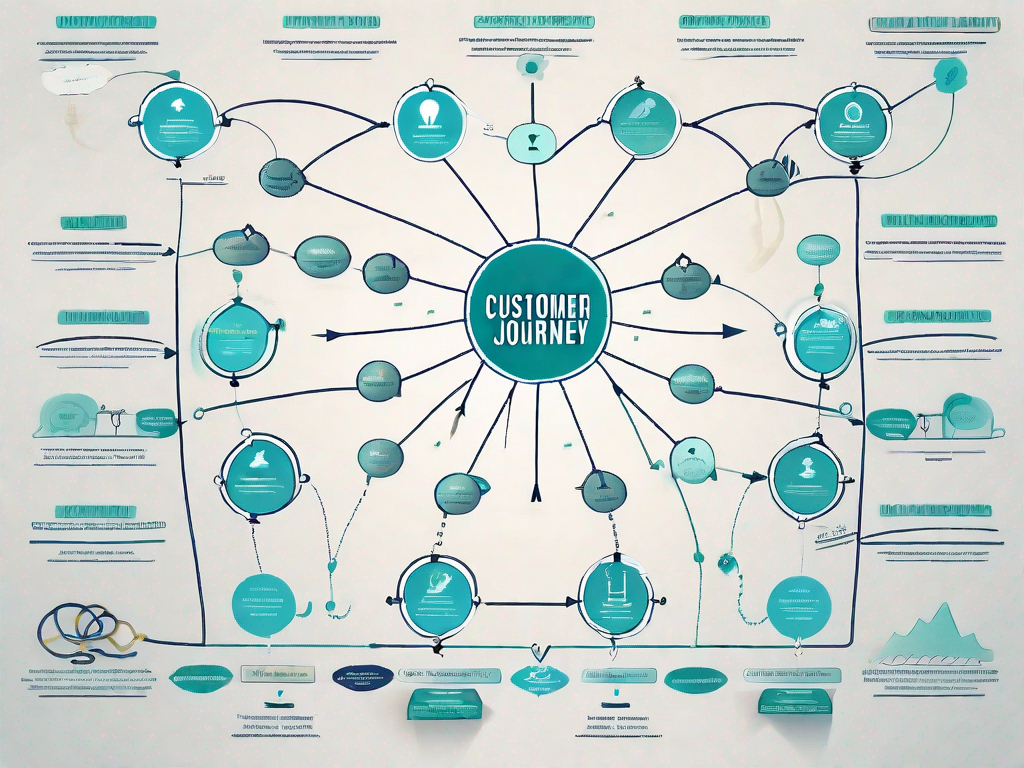 A complex mind map branching out from a central point labeled as 'customer journey'