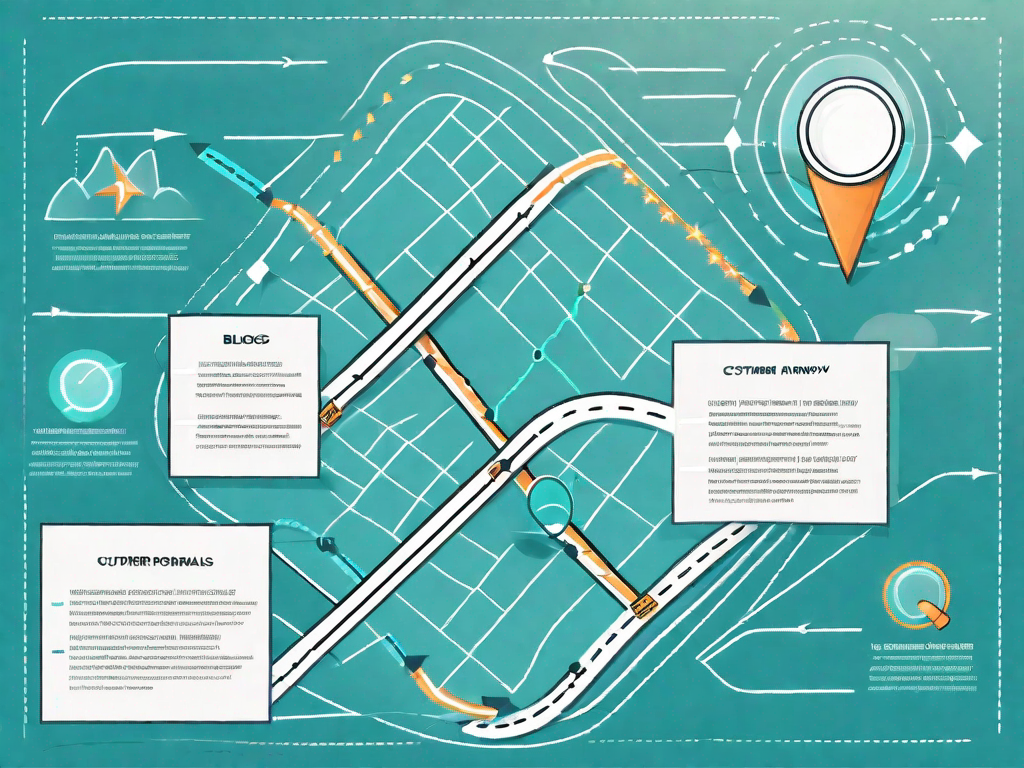 A roadmap with various checkpoints symbolizing the customer journey