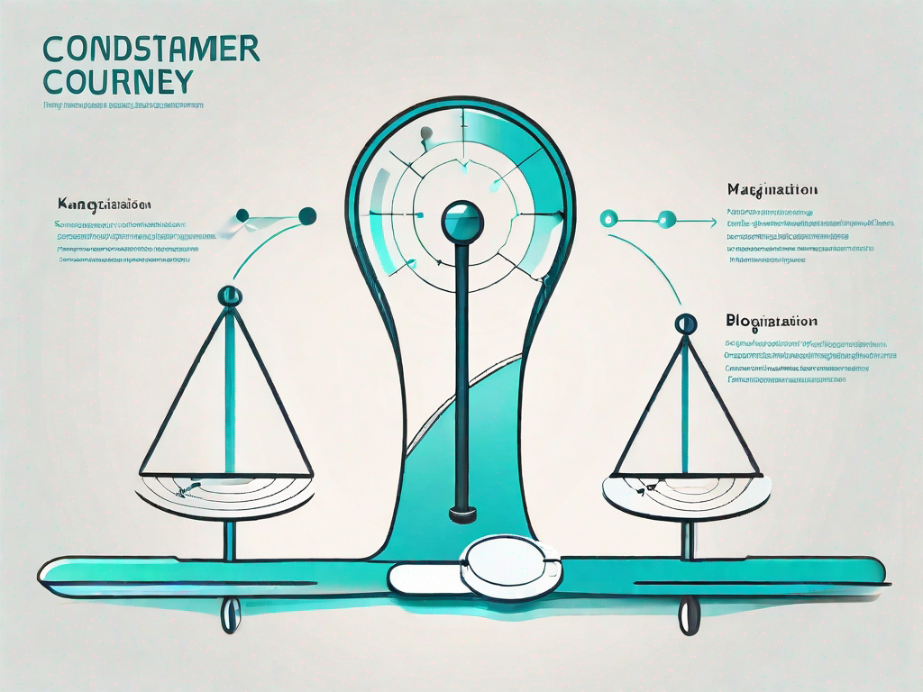 A roadmap with various signposts symbolizing the customer journey