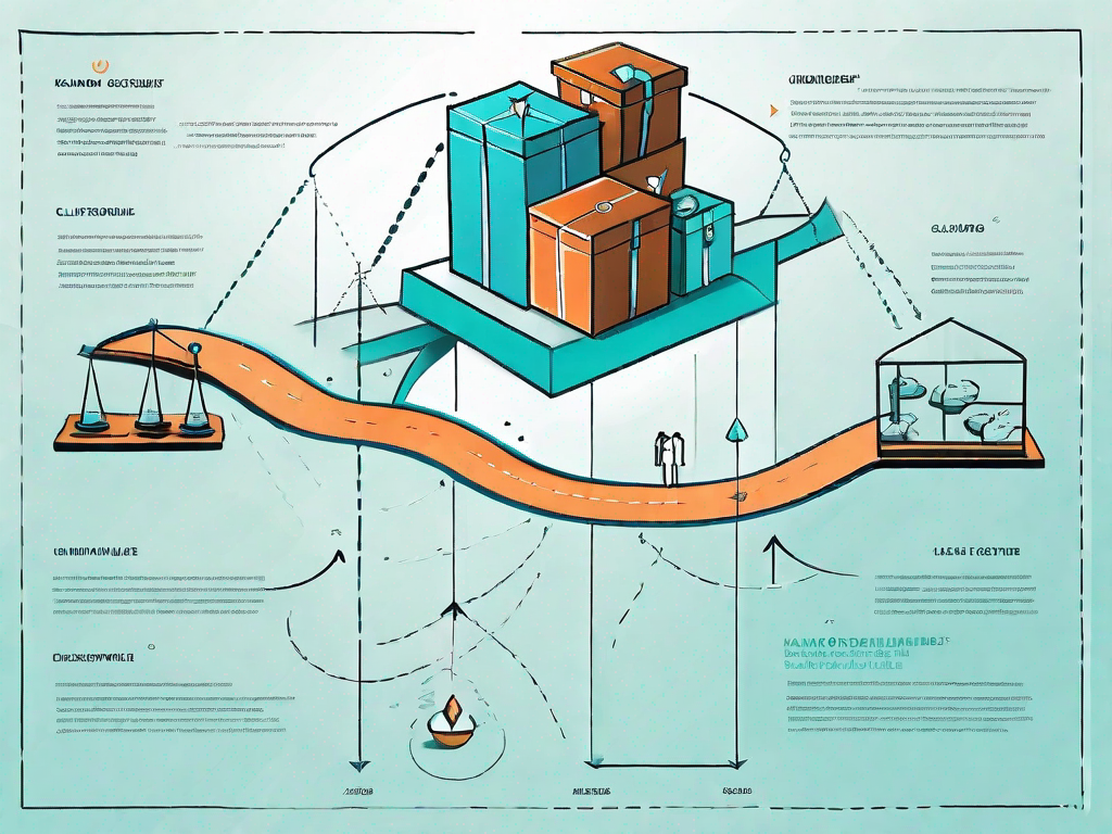 A roadmap with various checkpoints symbolizing the customer journey