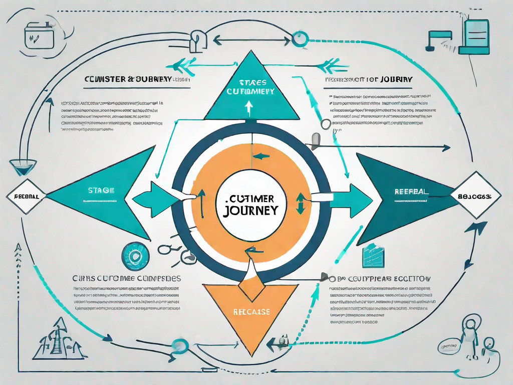 A copis diagram with various symbols representing different stages of the customer journey