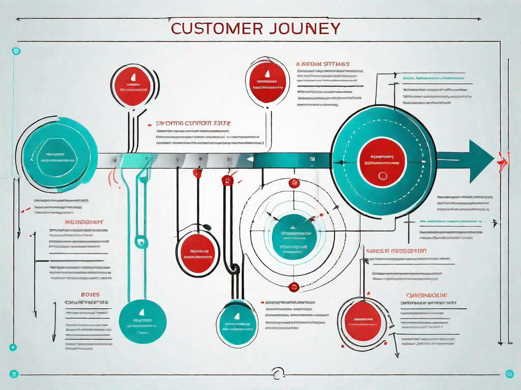 A detailed copis diagram with symbolic representations of customer journey stages